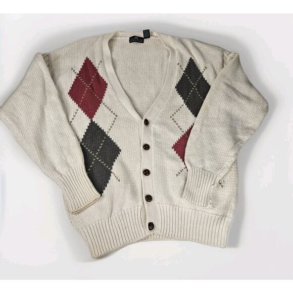 Structure Vntage Ivory Chunky Knit Sweater Cardigan Large Oversized Cottage - Picture 1 of 8